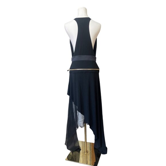 Alexandre Vauthier Black Dress 40 Asymmetric Gold Buckle Avant Garde Statement - Picture 4 of 10